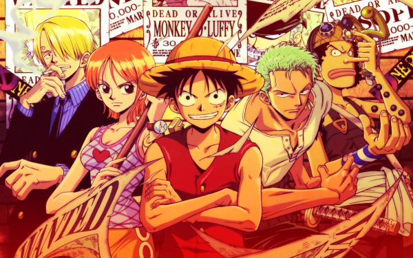 Anime 2560x1600 One Piece Monkey D. Luffy Nami Roronoa Zoro Usopp Sanji pirate hat