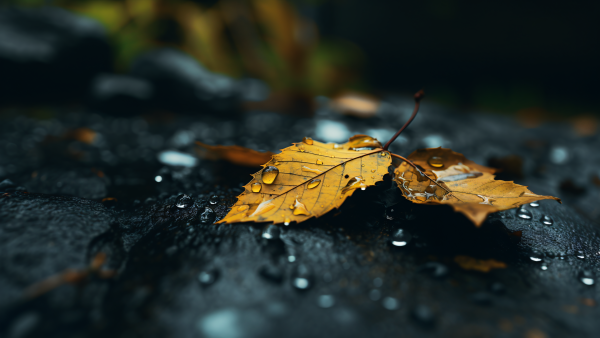 General 3840x2160 fall leaves water water drops nature
