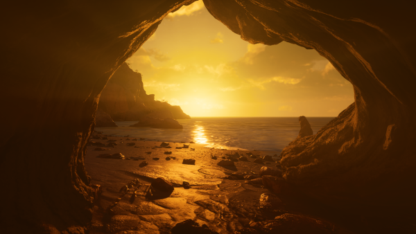 General 1920x1080 video games PC gaming ark survival ascended sky Ark: Survival Evolved rocks video game art sunlight clouds water beach digital art sunset glow sunset CGI